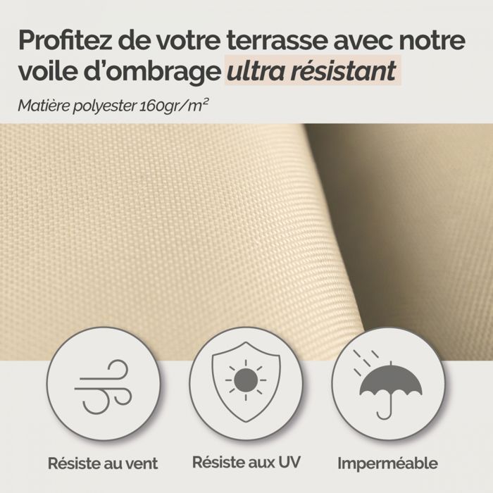 Toldo rectangular impermeable y resistente a los rayos UV - 3 x 5 m - Beige - Linxor