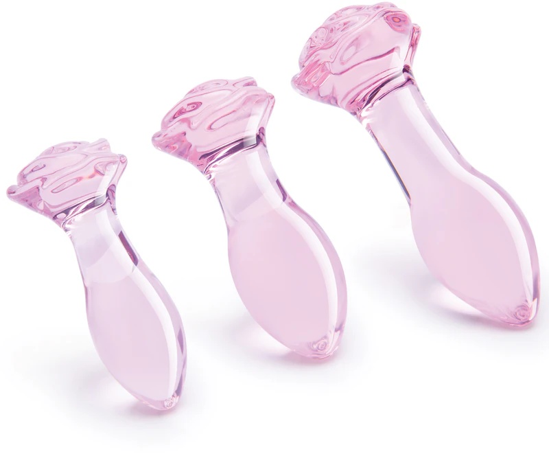 Dream Toys Glaze Glass Rosebud treniņu komplekts anālajam aizbāznim