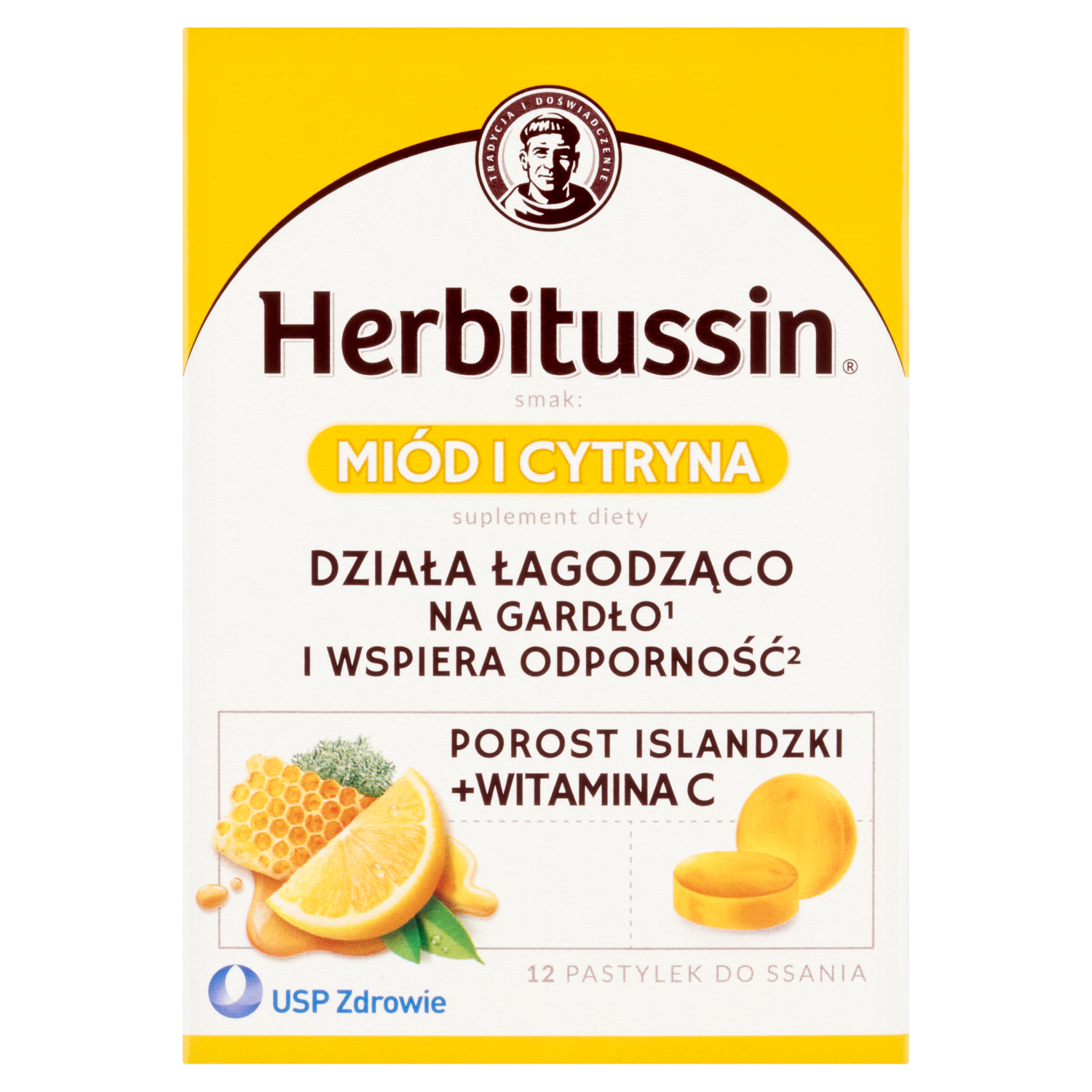 Complemento alimenticio Herbitussin, 12 comprimidos, miel y limón.