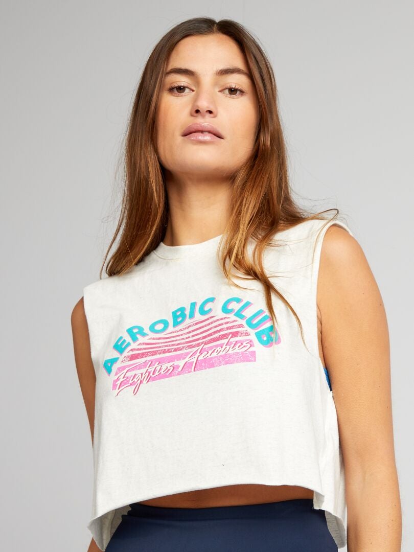 Camiseta esportiva cropped sem mangas - CINZA