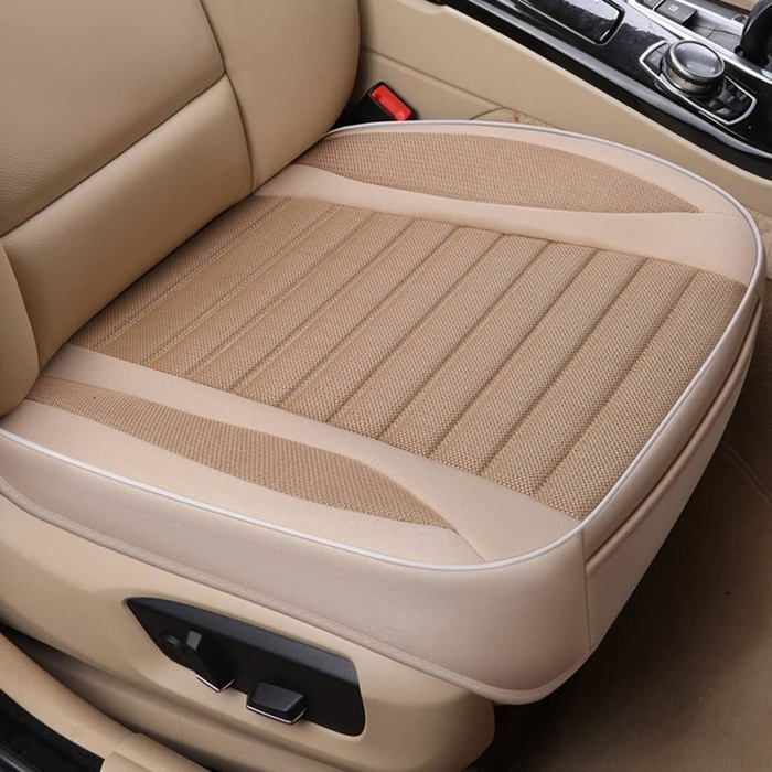 Funda para asiento de coche - PZCC - Universal - Algodón y lino - 2 piezas - Compatible con airbag