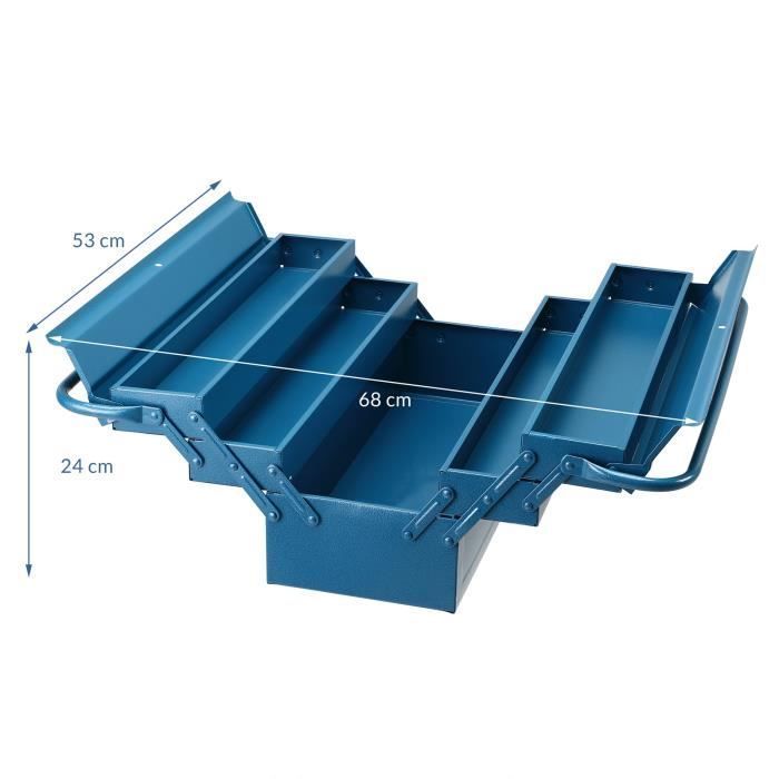 Praktischer Werkzeugkasten aus Stahl – blau – 580 x 220 x 210 mm