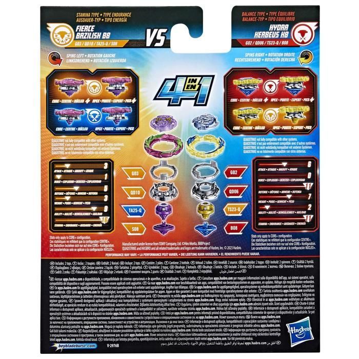 Beyblade Burst QuadStrike Fierce Bazilisk B8 e Hydra Kerbeus K8