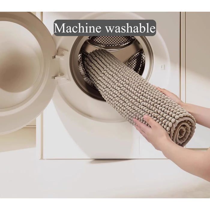 Alfombrilla de baño de chenilla suave - Absorbente y antideslizante - Alfombra de baño mullida, lavable a máquina - Etiqueta gris