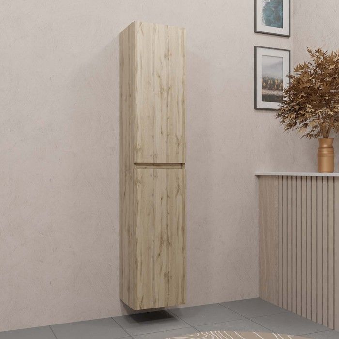 Bathroom column cabinet with 2 doors, natural oak finish - 30x25x150 - TIMBER