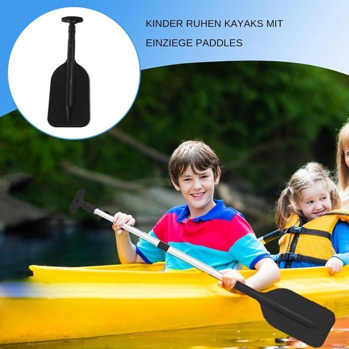 Telescopic paddle for teenagers, Adjustable canoe ramie for children, Water sports accessory with a handle, Black