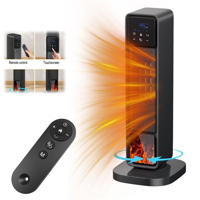 Radiateur Soufflant Électrique Puissant 2000W - Radiateur cheminée Chauffage Rapide Télécommande avec Protection Contre Renversement