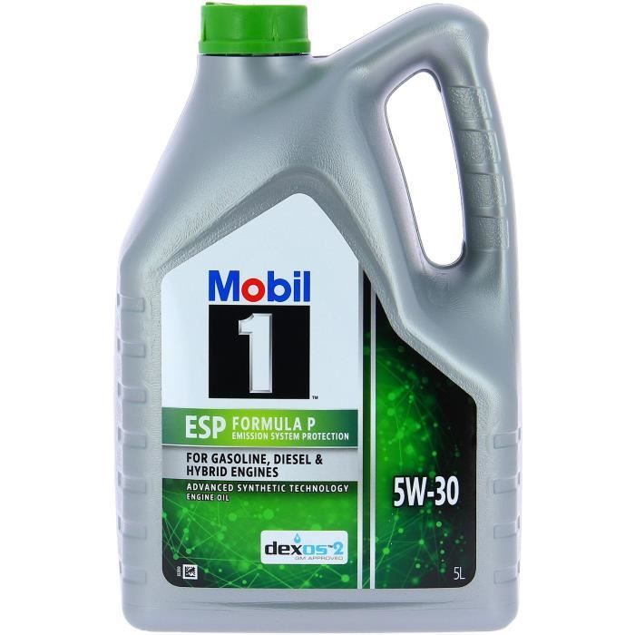 Aceite sintético para motor 5W-30 ESP - MOBIL 1 - Formula-P - Lata de 5L - Alto rendimiento anticontaminación