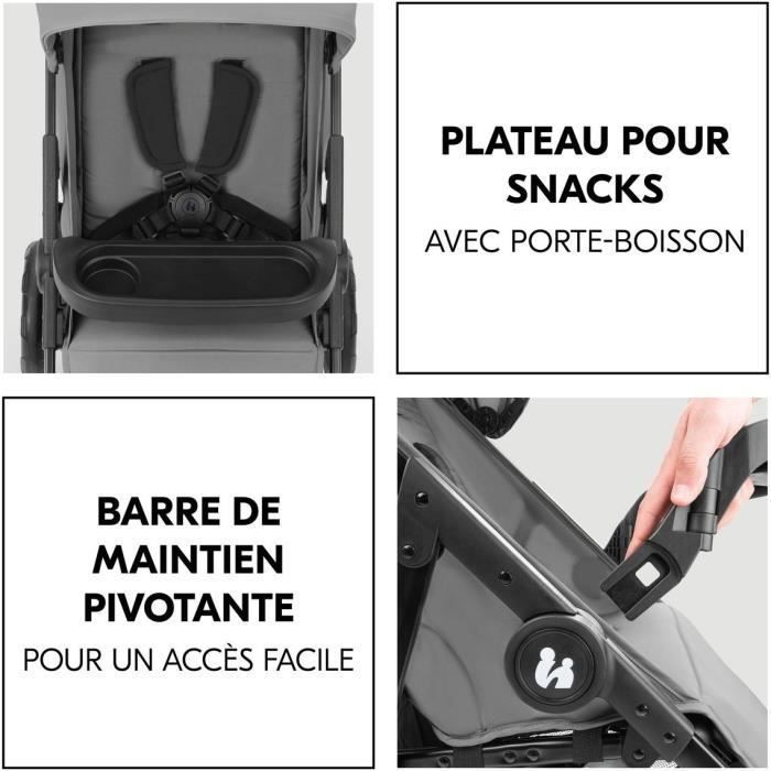 HAUK - Ensemble de voyage 2-en-1 Shop N Care - Poussette + Siège auto + adaptateurs - 4 roues - Gris