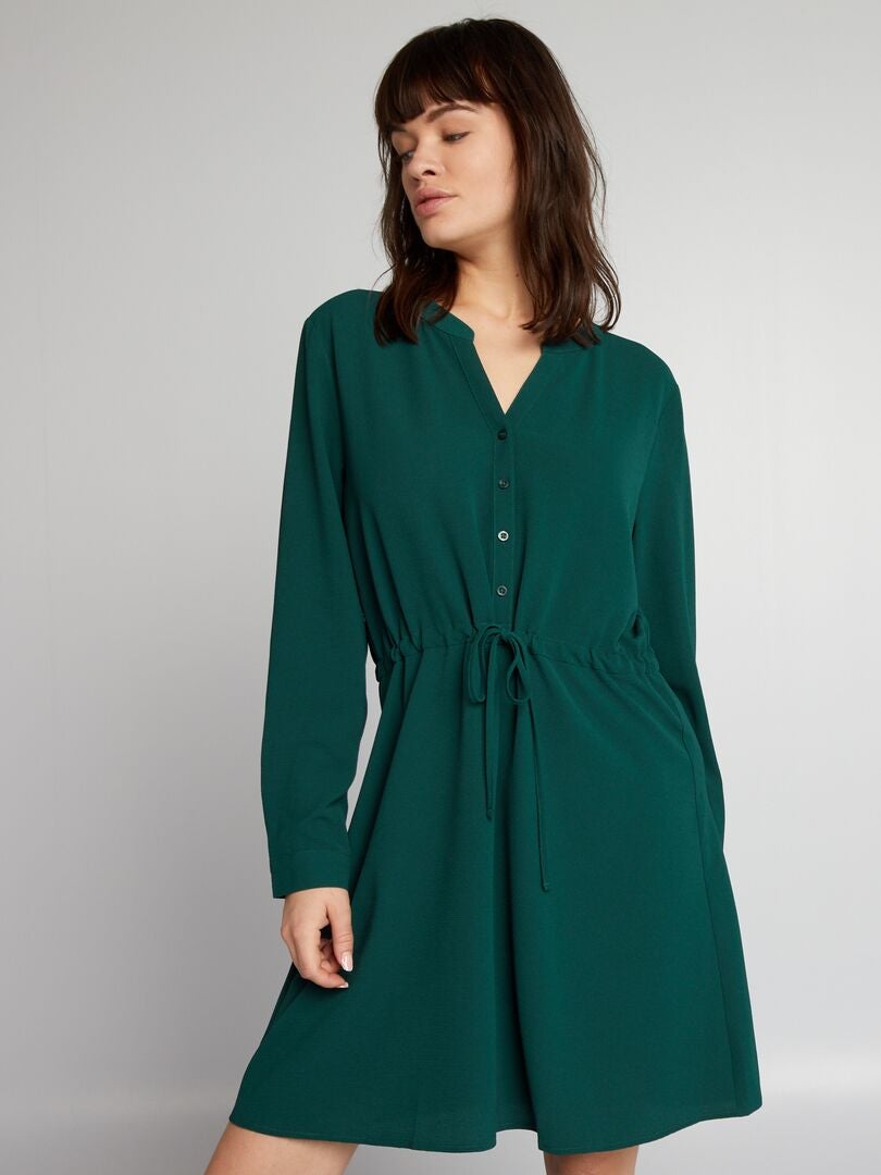 Korte jurk met V-hals - GROEN