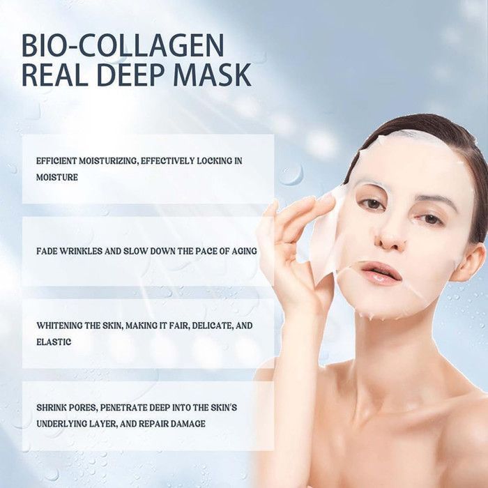 Bio-Collagen Real Deep Mask,Lot de 8 masques de nuit au collagène bio bio coréen - Masque de nuit anti-rides