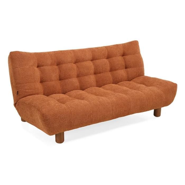 Sofá cama conversível estofado em tecido bouclé terracota - VALENTIN Meubletmoi