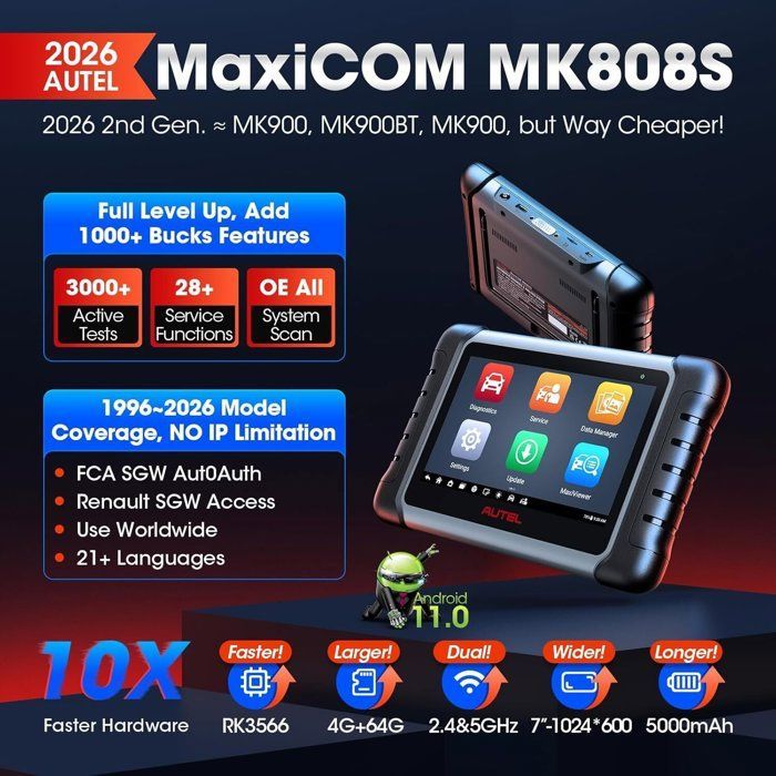 Diagnostic Tool - Autel - MK808S - OBD2 - Universal - System Reset