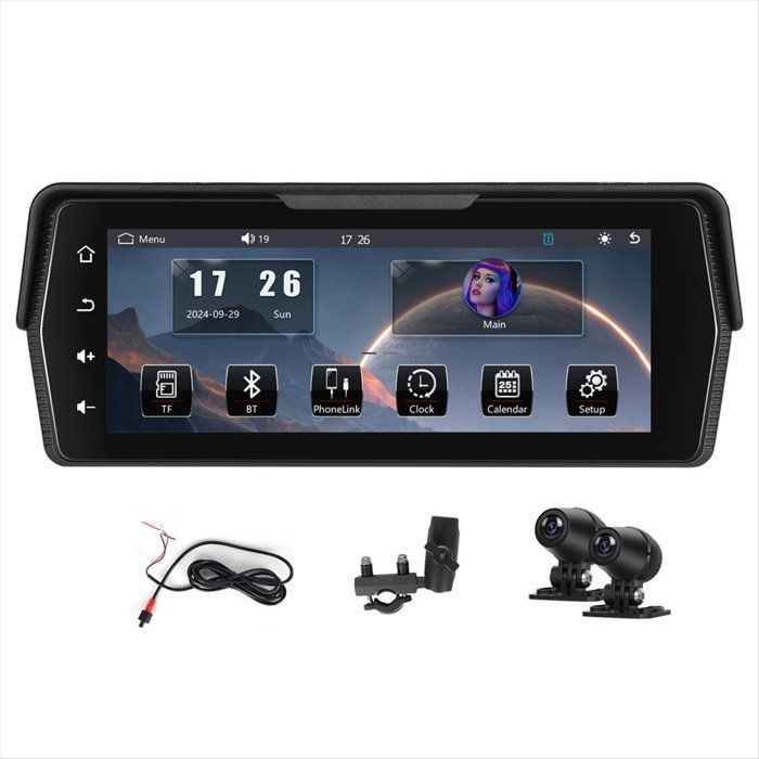 Monitor de navegación para motocicleta de 6,8 pulgadas, Carplay, Android Auto, pantalla táctil resistente al agua IP67, Bluetooth.