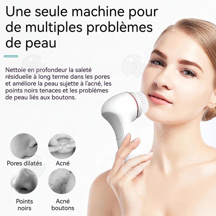 INN Gesichtsreinigungsbürste, 1000 mAh, wiederaufladbar und wasserdicht, mit 3 Unisex-Bürstenköpfen für die Gesichtsmassage