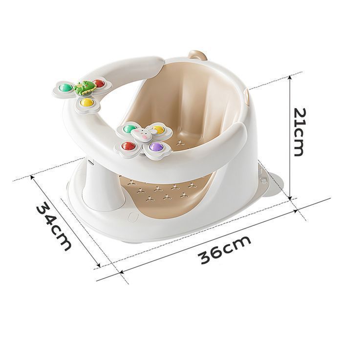 Asiento de baño para bebé - Silla de baño para bebé - De 12 a 36 meses - Antideslizante con 4 ventosas grandes - Incluye 3 juguetes - Blanco