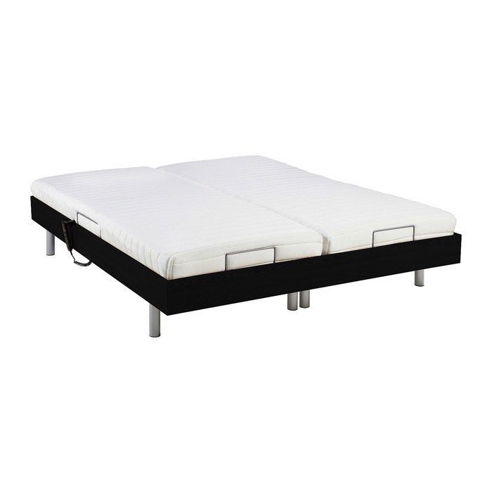 Cama de relajación eléctrica YSMÉE CASSIOPEE III con base de muelles y colchón de látex - 2 x 80 x 200 cm - Negra