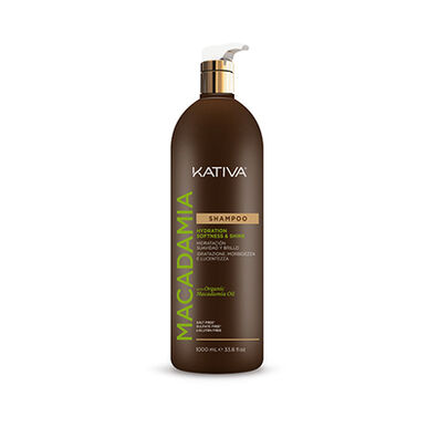 Kativa Macadamia Hydration & Shine Shampoo, kosteuttava shampoo kuiville hiuksille, 1000 ml