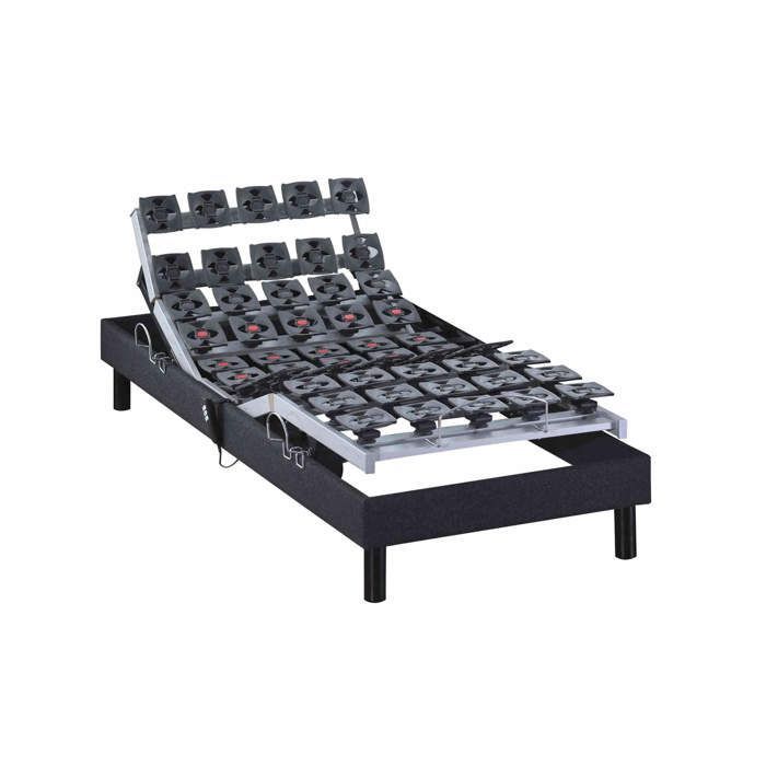 Electric adjustable bed base with all slats, anthracite fabric, 90x200 cm - Anthracite - 5-year warranty - Someo