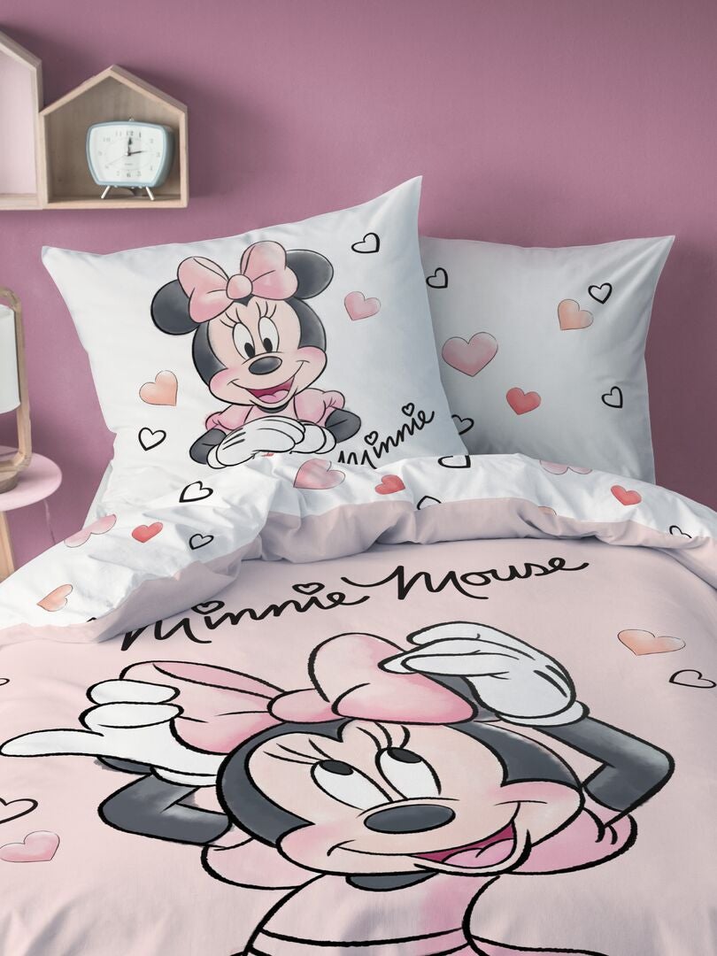 Juego de ropa de cama de Minnie Mouse - tamaño individual - ROSA