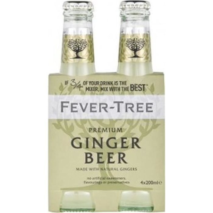 Fever-Tree Ginger Beer - Tonic Premium - Bouteille en verre - 4x20 cl