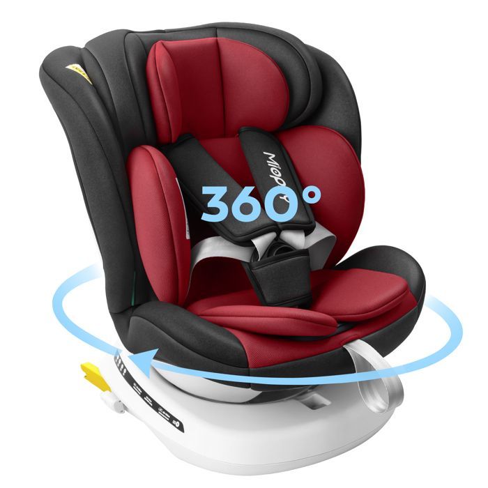 Silla de coche Miophy I-Size con Isofix y giro de 360°, Grupo 0+1/2/3, desde el nacimiento hasta los 12 años, 40-150 cm, color burdeos.