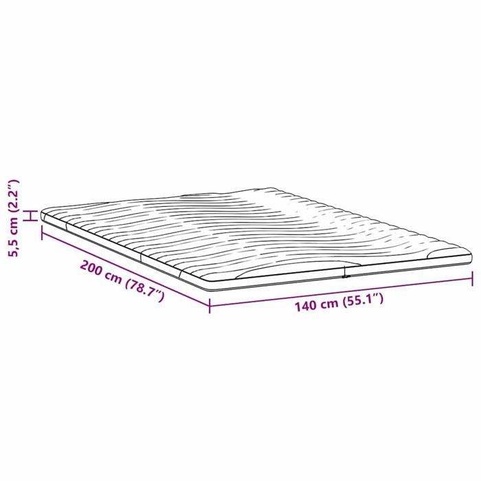 Cubrecolchón de espuma de látex - vidaXL - 140x200x5,5 cm - Blanco - Ultrasuave - Tejido de punto - Transpirable