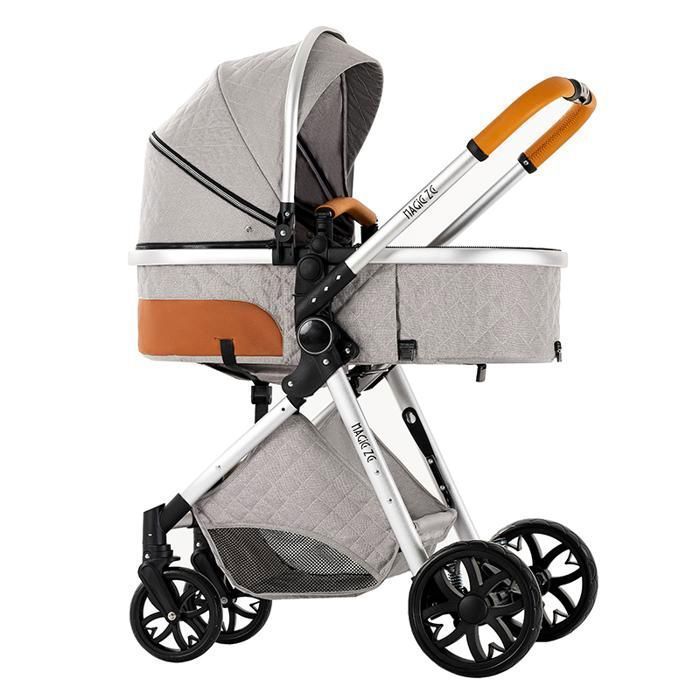 Magic ZC Stroller, 3-in-1 Travel System, Baby Stroller with Handbag, Up to 15kg, 0-3 Years, Five-Point Harness, Light Grey
