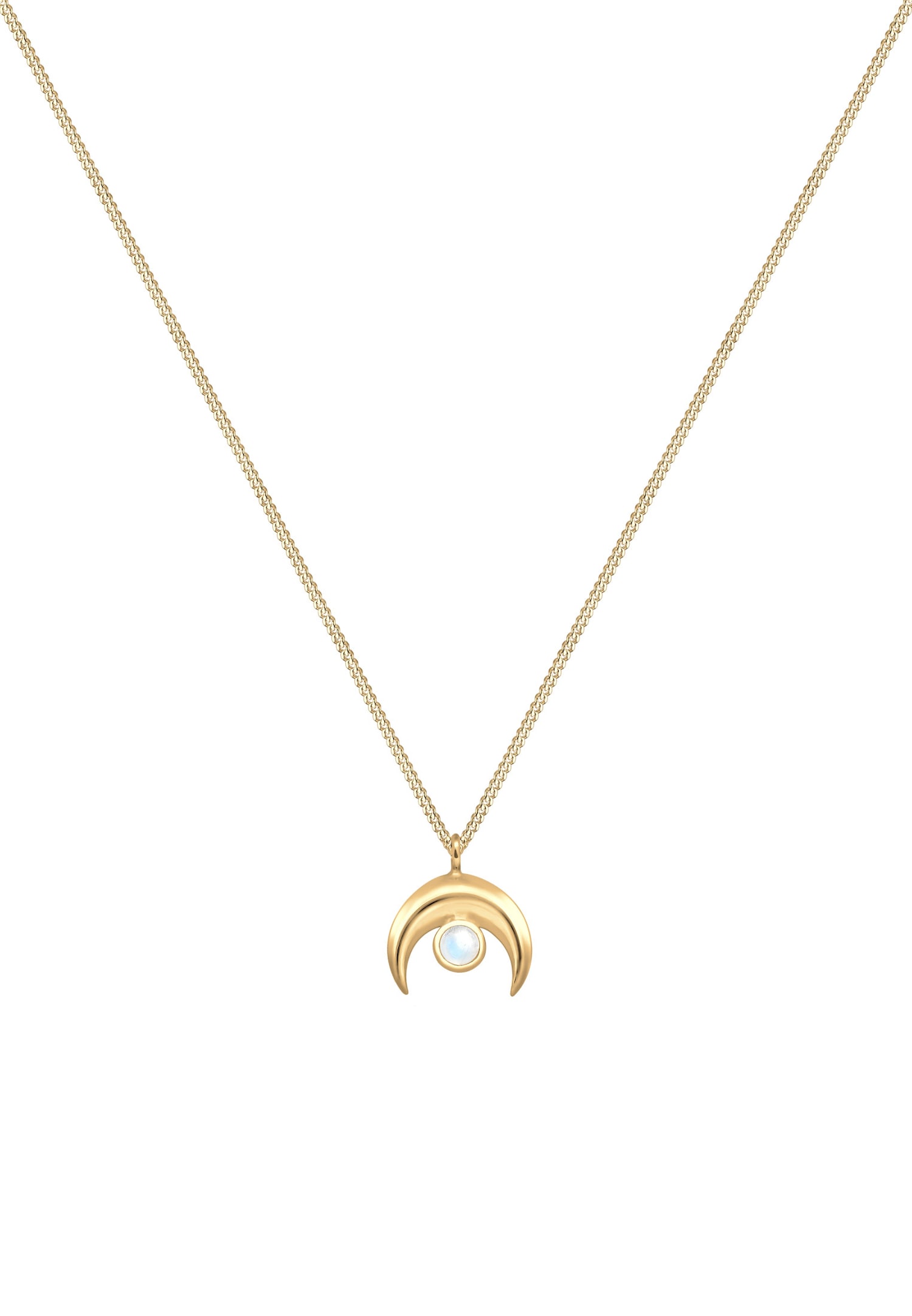 Elli Femme Pendentif Demi Lune Pierre de Lune - (925/1000) Argent
