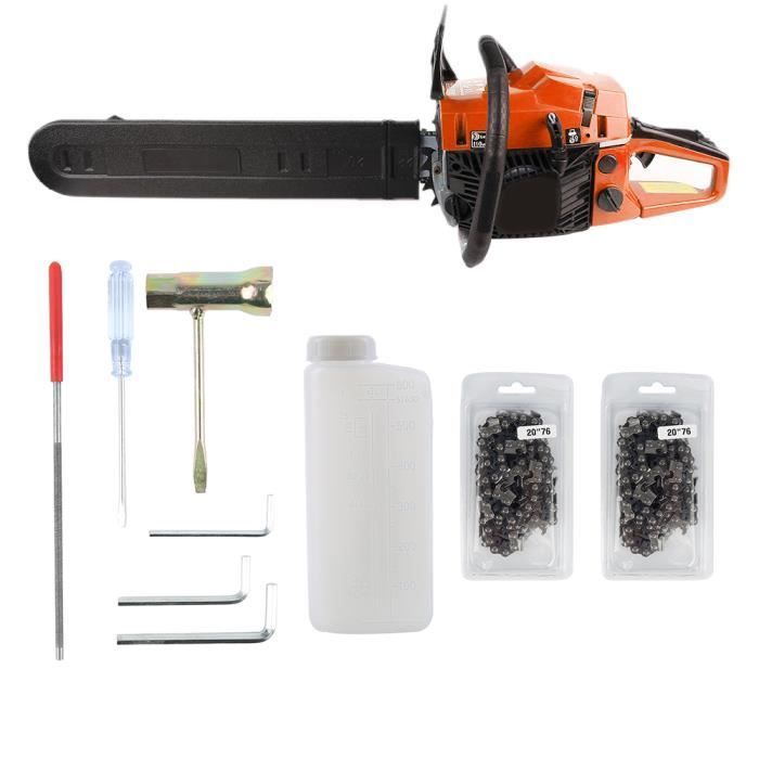 Tronçonneuse à essence 58cc 2600w 50cm plaque de guidage avec deux chaînes