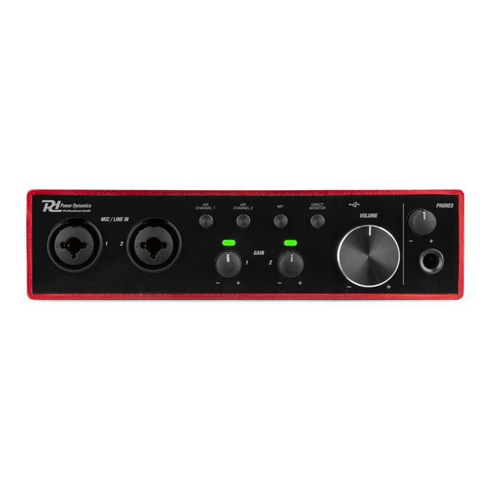 Interfaccia audio USB Power Dynamics PDX22 - Alimentazione Phantom 48V, cavo USB-C incluso, 2 ingressi microfono/strumento