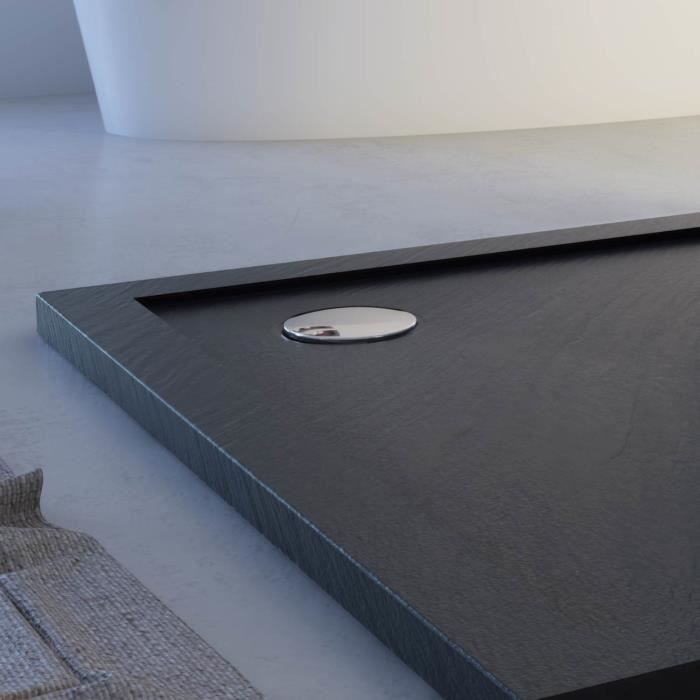 Plato de ducha extraplano de 80x100 cm en acrílico antracita - Modelo Solid UltraSlim