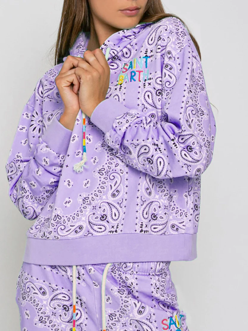 Katoenen bandana-hoodie met Saint Barth-borduurwerk.