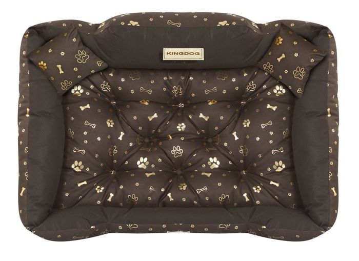 Panier pour chien KINGDOG 100x75 cm personnalisé imperméable os dorés