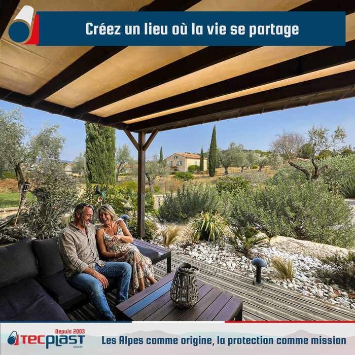 TECPLAST Pergola Canopy Cream White 3x3 m LP506PR - 5-Year Warranty - Waterproof PVC Pergola or Gazebo Cover for Patio