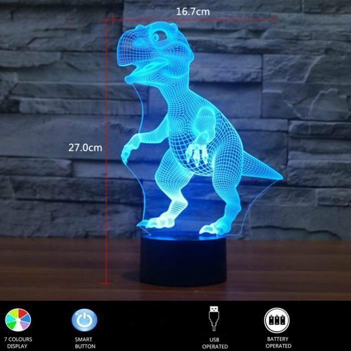 Lámpara de noche LED infantil, lámpara de dinosaurio 3D, lámpara de mesita de noche para niños con 7 colores cambiantes, lámpara ambiental para sala de estar y dormitorio.
