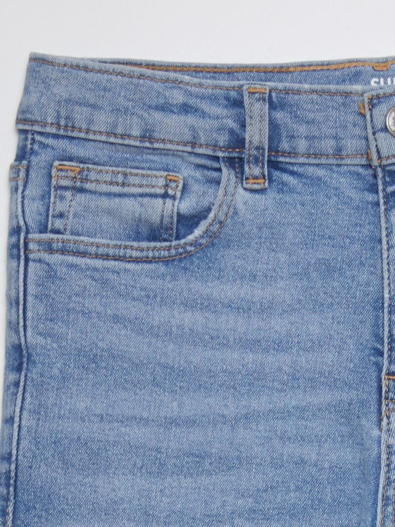 Calça jeans slim de cintura alta ajustável - AZUL