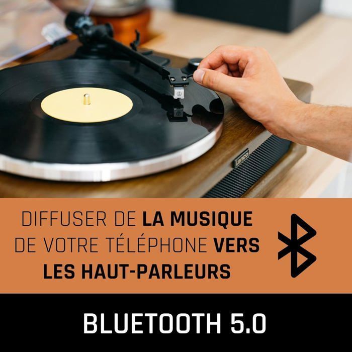 Bluetooth 5.0 -levysoitin - Lenco - neljä sisäänrakennettua kaiutinta 40 W RMS - LS-410WA - ruskea puu
