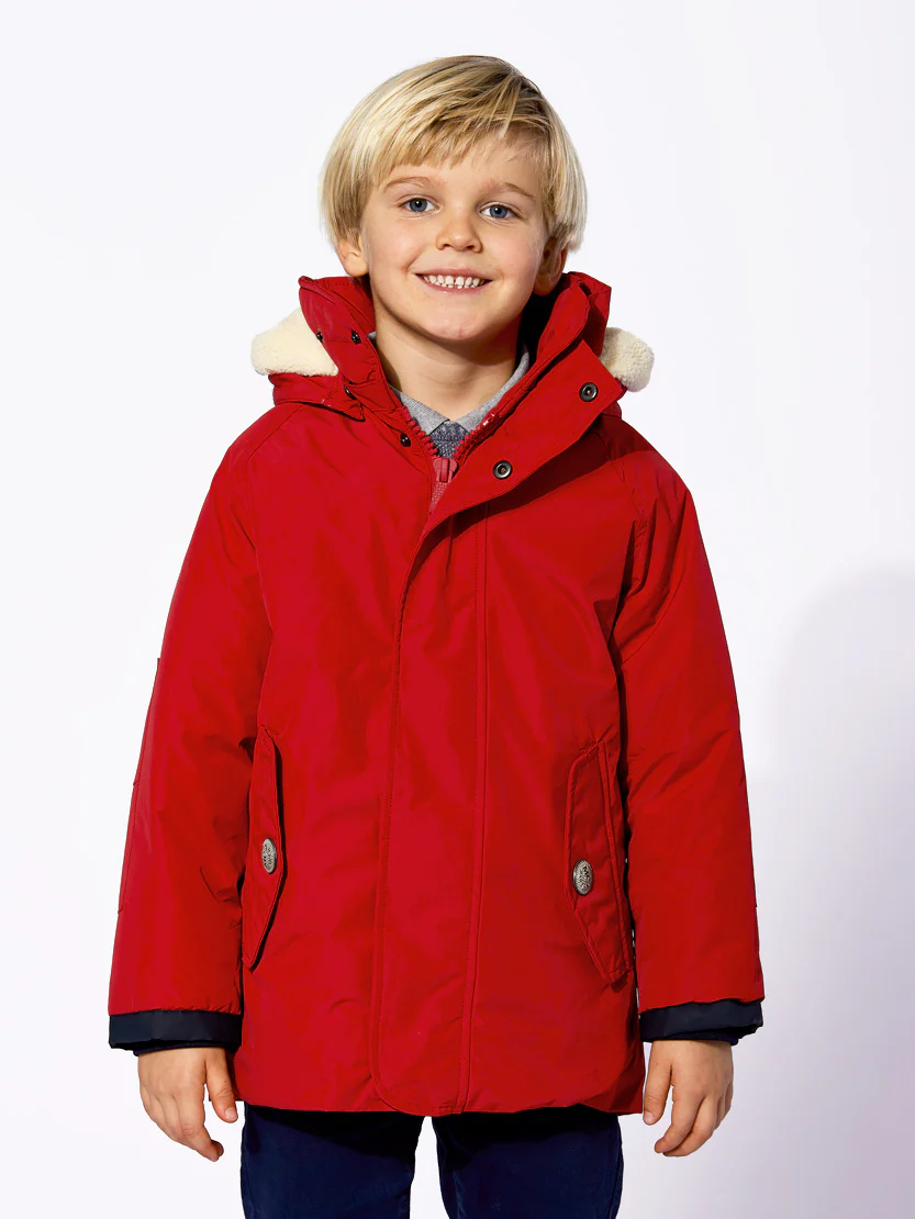 Rode windjack met capuchon voor kinderen