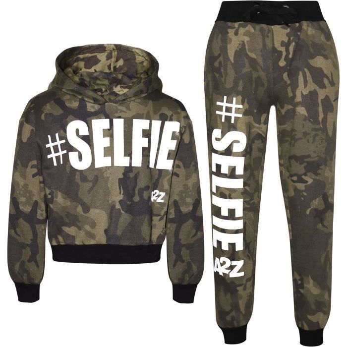 Chándal de camuflaje para niñas - Estampado Selfie - Conjunto de chándal (parte superior e inferior) 5-13 años