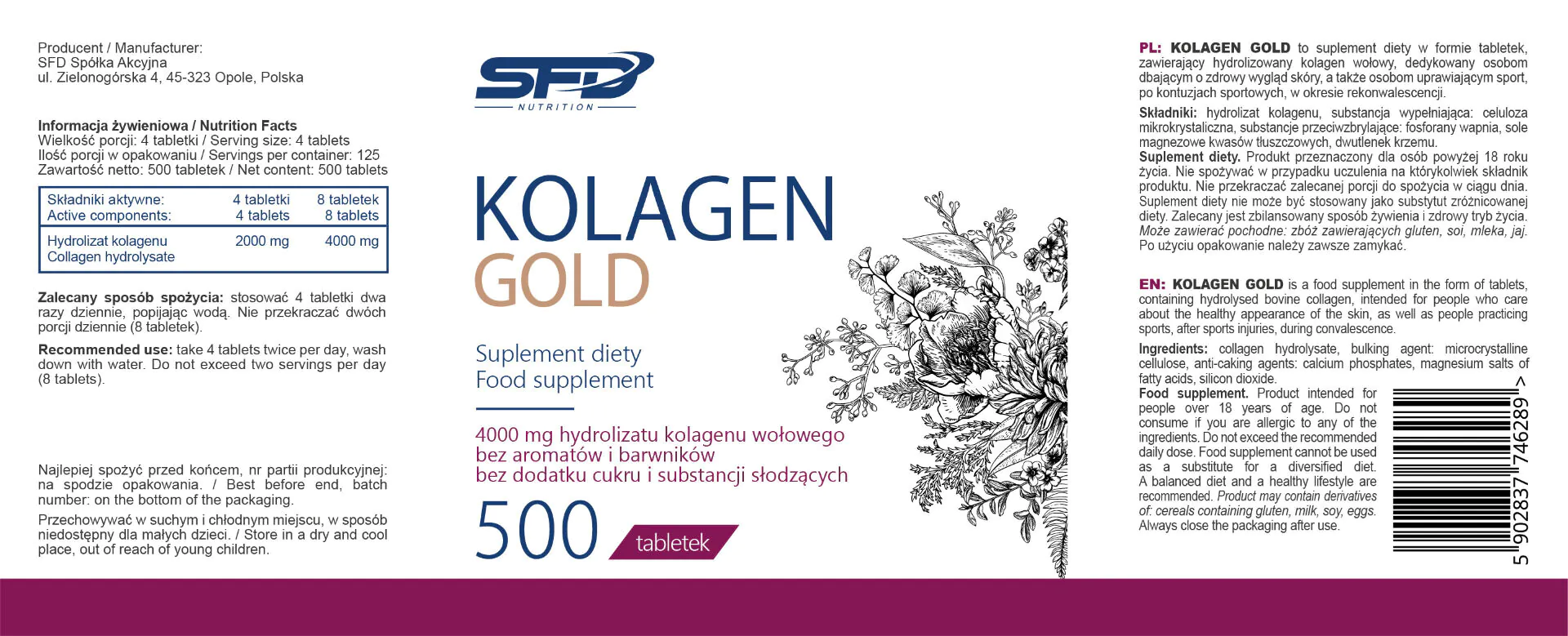 SFD Kolagen Gold 500, Tabletki