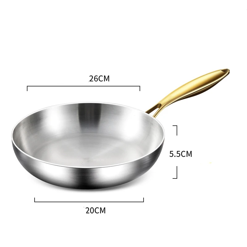 Poêle à frire en acier inoxydable 316, wok, antiadhésif, pour la cuisson de steaks frits, compatible avec les plaques à gaz et à induction, casserole, ustensiles de cuisine.