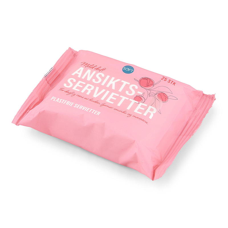 Bløde ansigtslommetørklæder, 25 stk., let parfumerede