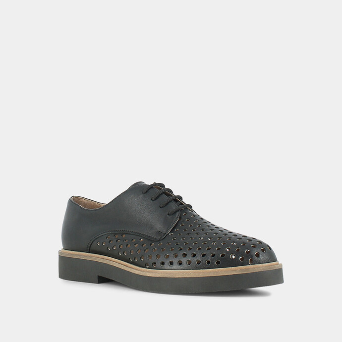 Derbies perforées  en cuir noir