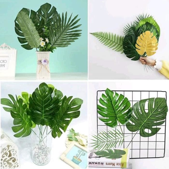 Hojas artificiales - YIKXIULF - 72 piezas - Verde - Decoración para fiestas - Ambiente tropical