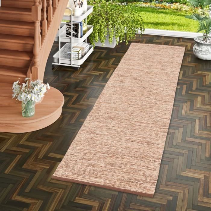 Tappeto lungo da corridoio - PERGAMON - Kilim Easy - 100% cotone - Beige screziato - 70x250 cm
