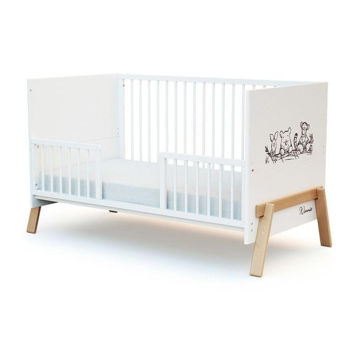AT4 - Barrière de lit bébé en bois SEREN - 140 x 32 x 4 cm  Blanc -