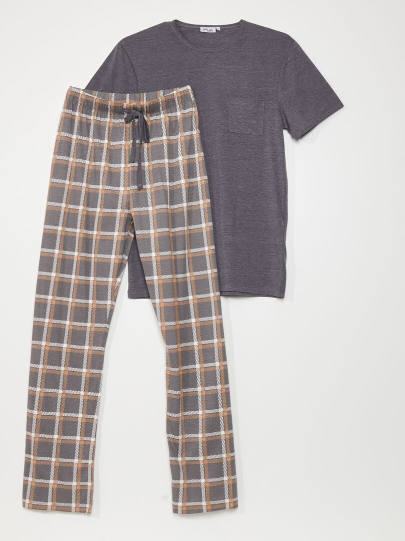 Conjunto de pijama com camiseta e calça - 2 peças - MARROM