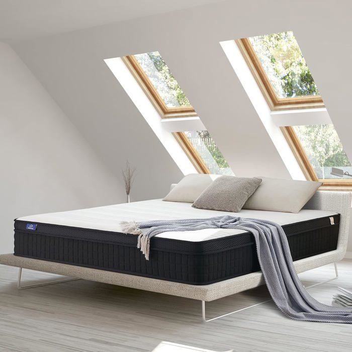 Materasso ibrido SUILONG 120x190 con molle insacchettate e memory foam, spessore 25 cm, 7 zone di comfort, rigido.