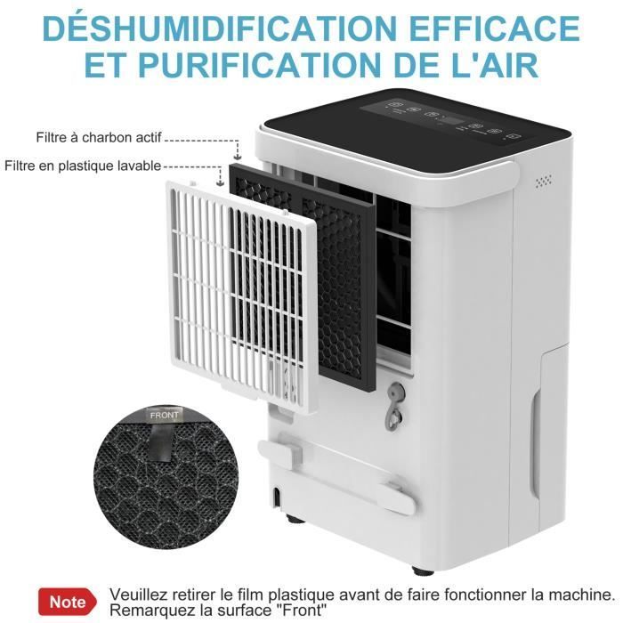 SHINCO Déshumidificateur d'air Silencieux 12L/Jour, Pour Max 18 , Fonction de déshumidification, Purification, Sèchage du linge